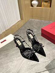 Valentino Garavani Rockstud Bow All Black Slingback Heels - 3