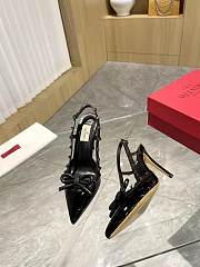 Valentino Garavani Rockstud Bow All Black Slingback Heels - 5