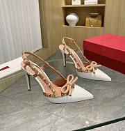 Valentino Garavani Rockstud Bow White Slingback Heels - 1