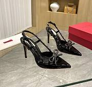 Valentino Garavani Rockstud Bow All Black Slingback Heels - 1