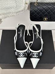 Chanel white/black slingback leather mules - 3