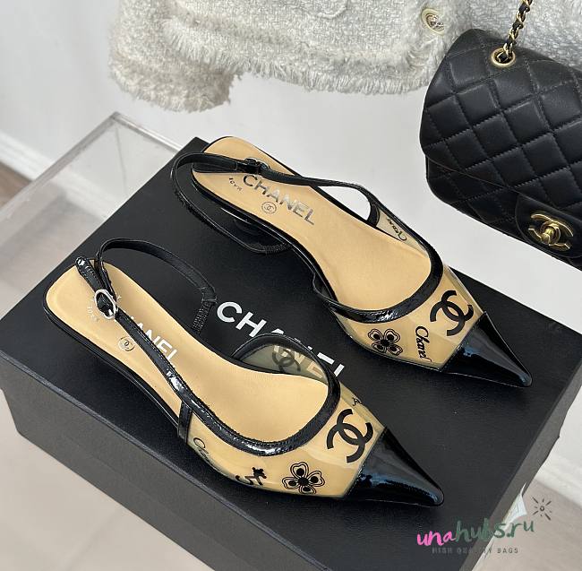 Chanel beige slingback leather mules - 1