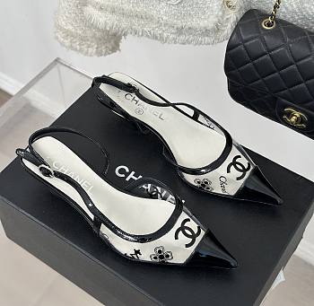 Chanel white slingback leather mules