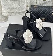 Chanel black camellia flower flatform heel - 1