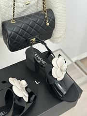 Chanel black camellia flower flatform heel - 5