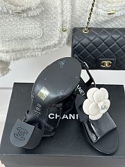 Chanel black camellia flower flatform heel - 4