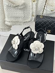 Chanel black camellia flower flatform heel - 2