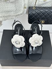 Chanel black camellia flower flatform heel - 3