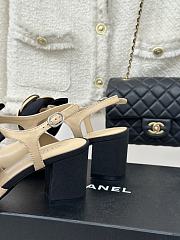 Chanel beige camellia flower flatform heel - 4