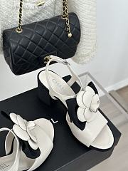 Chanel white camellia flower flatform heel - 3