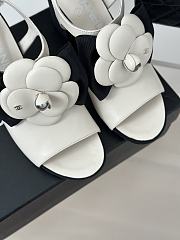 Chanel white camellia flower flatform heel - 4