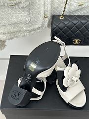 Chanel white camellia flower flatform heel - 5