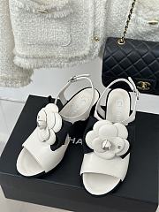 Chanel white camellia flower flatform heel - 6