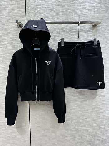 Prada sport black set ( hoodie+dress)