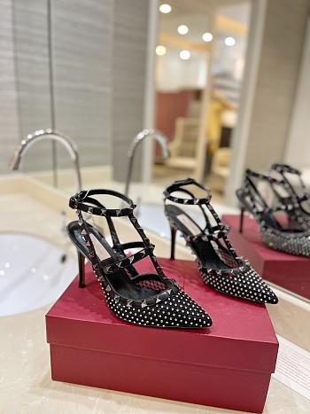 Valentino rockstud mesh black crystal 10cm heels