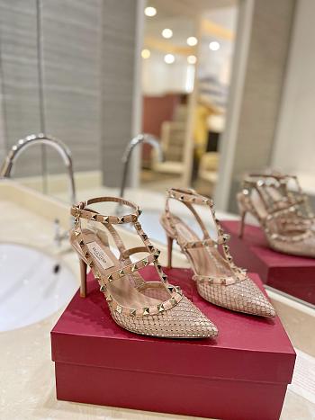 Valentino rockstud mesh white crystal 10cm heels