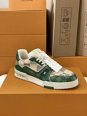 Louis Vuitton LV Trainer Green Damier Shoes - 4