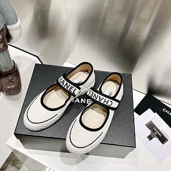 Chanel white canvas shoes 