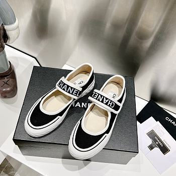 Chanel black canvas shoes 