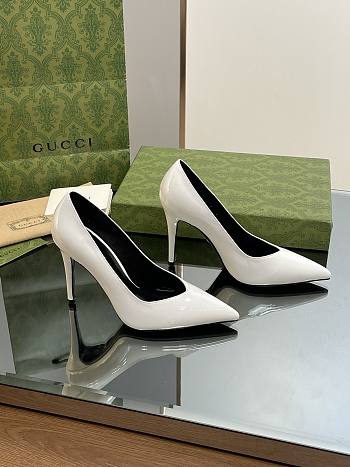 Gucci white leather high heels
