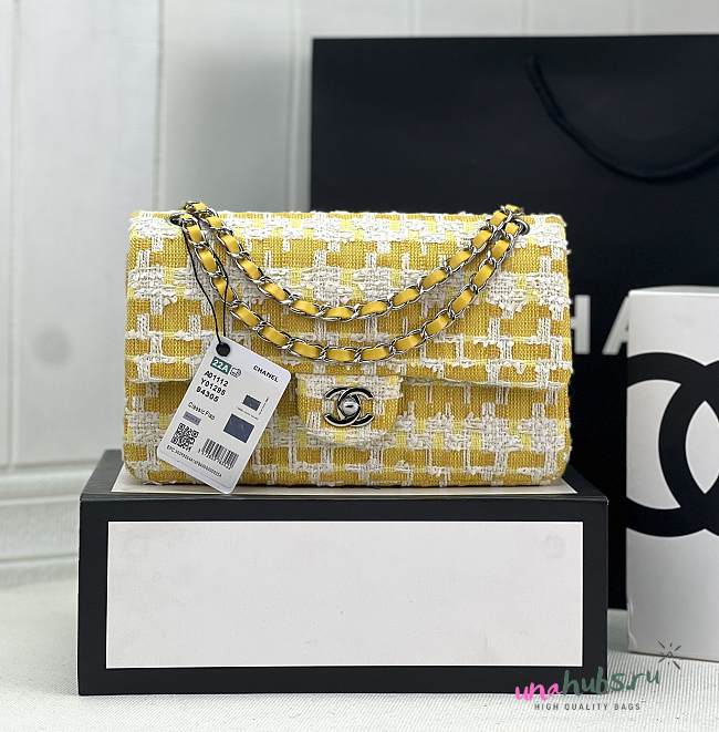 Chanel CF 25 Tweed Quilted Yellow Bag - 1