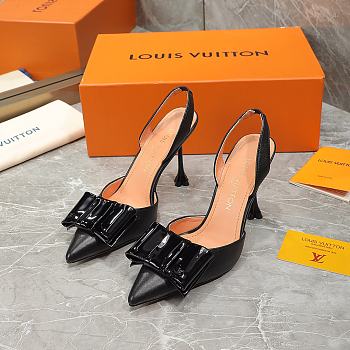 Louis Vuitton Black Blossom Slingback High Heels 9.5cm