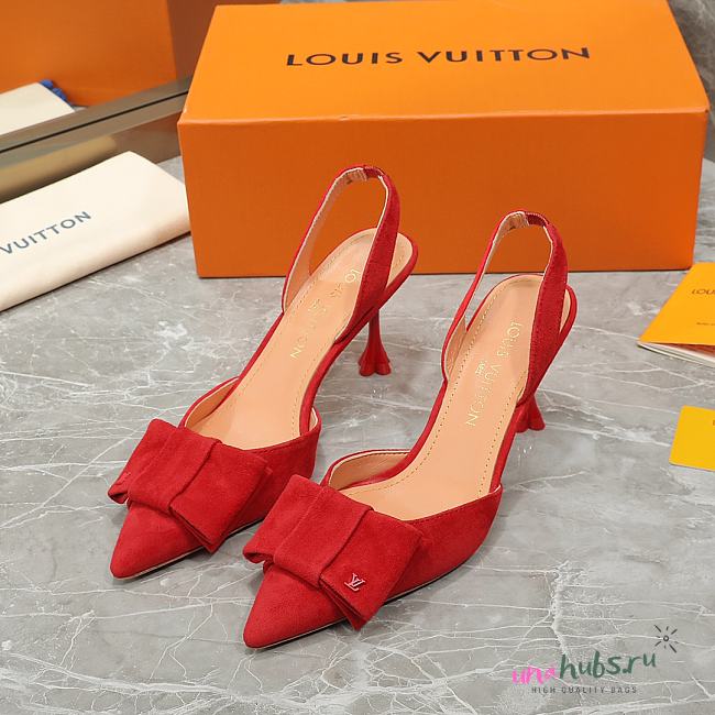 Louis Vuitton Red Blossom Slingback High Heels 9.5cm - 1