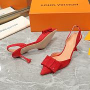 Louis Vuitton Red Blossom Slingback High Heels 9.5cm - 5