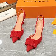 Louis Vuitton Red Blossom Slingback High Heels 9.5cm - 4