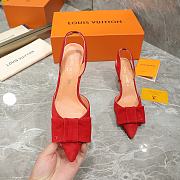 Louis Vuitton Red Blossom Slingback High Heels 9.5cm - 3