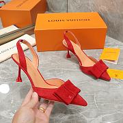 Louis Vuitton Red Blossom Slingback High Heels 9.5cm - 2