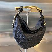 Bottega Veneta Sardine chain dark blue leather shoulder bag - 4