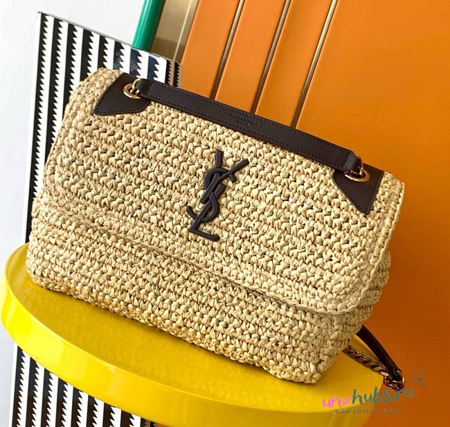 YSL Niki medium raffia shoulder bag - 1