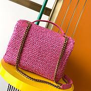 YSL Niki medium pink raffia shoulder bag - 6