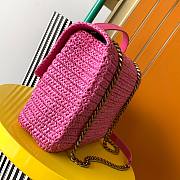 YSL Niki medium pink raffia shoulder bag - 5