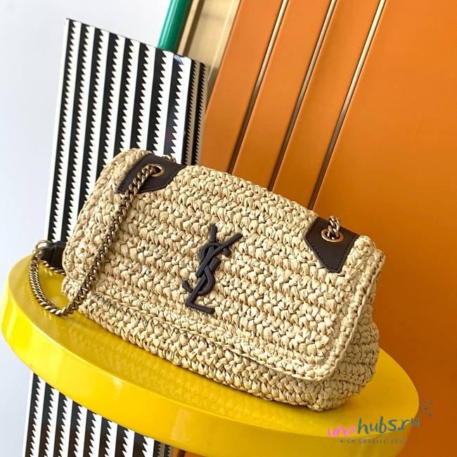 YSL Niki small raffia shoulder bag - 1