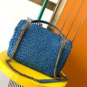 YSL Niki small blue raffia shoulder bag - 6