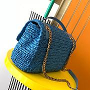 YSL Niki small blue raffia shoulder bag - 4