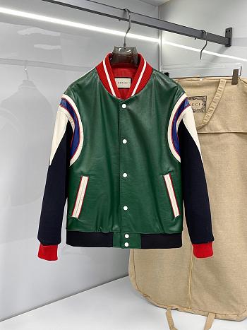 Gucci panelled leather bomber jacket