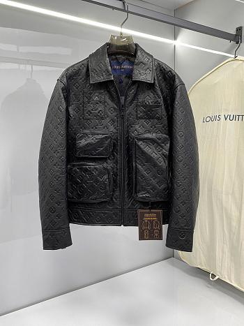 Louis Vuitton monogram black leather coat 