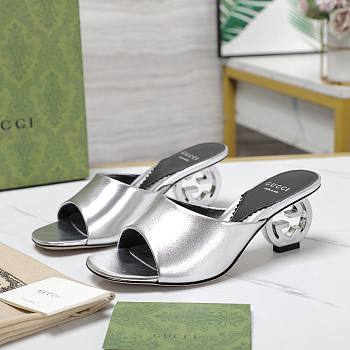 Gucci Interlocking G silver heels 65mm