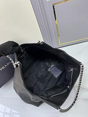 Prada Cervo Lux Chain Hobo Black Silver Tote Bag  - 3