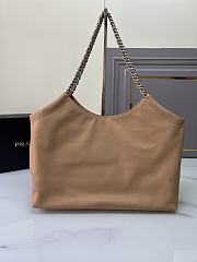 Prada Cervo Lux Chain Hobo Brown Silver Tote Bag - 6