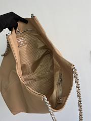 Prada Cervo Lux Chain Hobo Brown Silver Tote Bag - 5