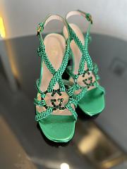 Gucci crystal Interlocking G green sandals 11cm - 6