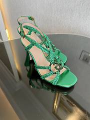 Gucci crystal Interlocking G green sandals 11cm - 5