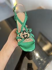 Gucci crystal Interlocking G green sandals 11cm - 4