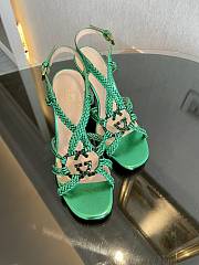 Gucci crystal Interlocking G green sandals 11cm - 2