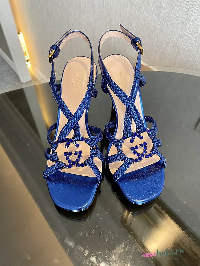 Gucci crystal Interlocking G blue sandals 11cm - 1