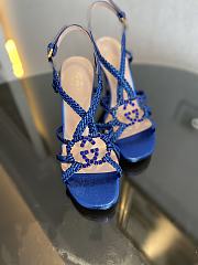 Gucci crystal Interlocking G blue sandals 11cm - 3